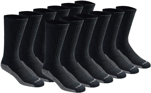 12 Pairs Men's Dri-tech Moisture Control Crew Socks Multipack