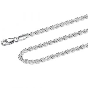 925 Sterling Silver Rope Chain Lobster Clasp 2.5mm Silver Chain for Men Women Silver Necklace Chain 16-30 Inches