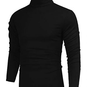 Poriff Men's Casual Slim Fit Basic Tops Knitted Thermal Turtleneck Pullover Sweater
