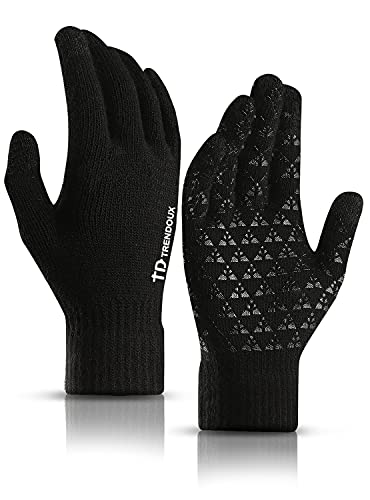 TRENDOUX Winter Gloves for Men Women - Upgraded Touch Screen Anti-Slip Silicone Gel - Elastic Cuff - Thermal Soft Knit Lining