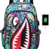 Laptop Backpack Travel Bag for Men Women, Street Fashion Business Hiking Waterproof Bag with USB Port 17" - Green Camo